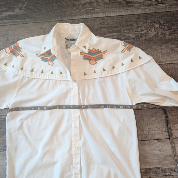 Vintage Wrangler Cream Western Button Down Shirt - Picture 10 of 11